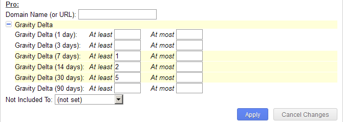 ClickBank gravity delta filter