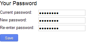Settings: Your password